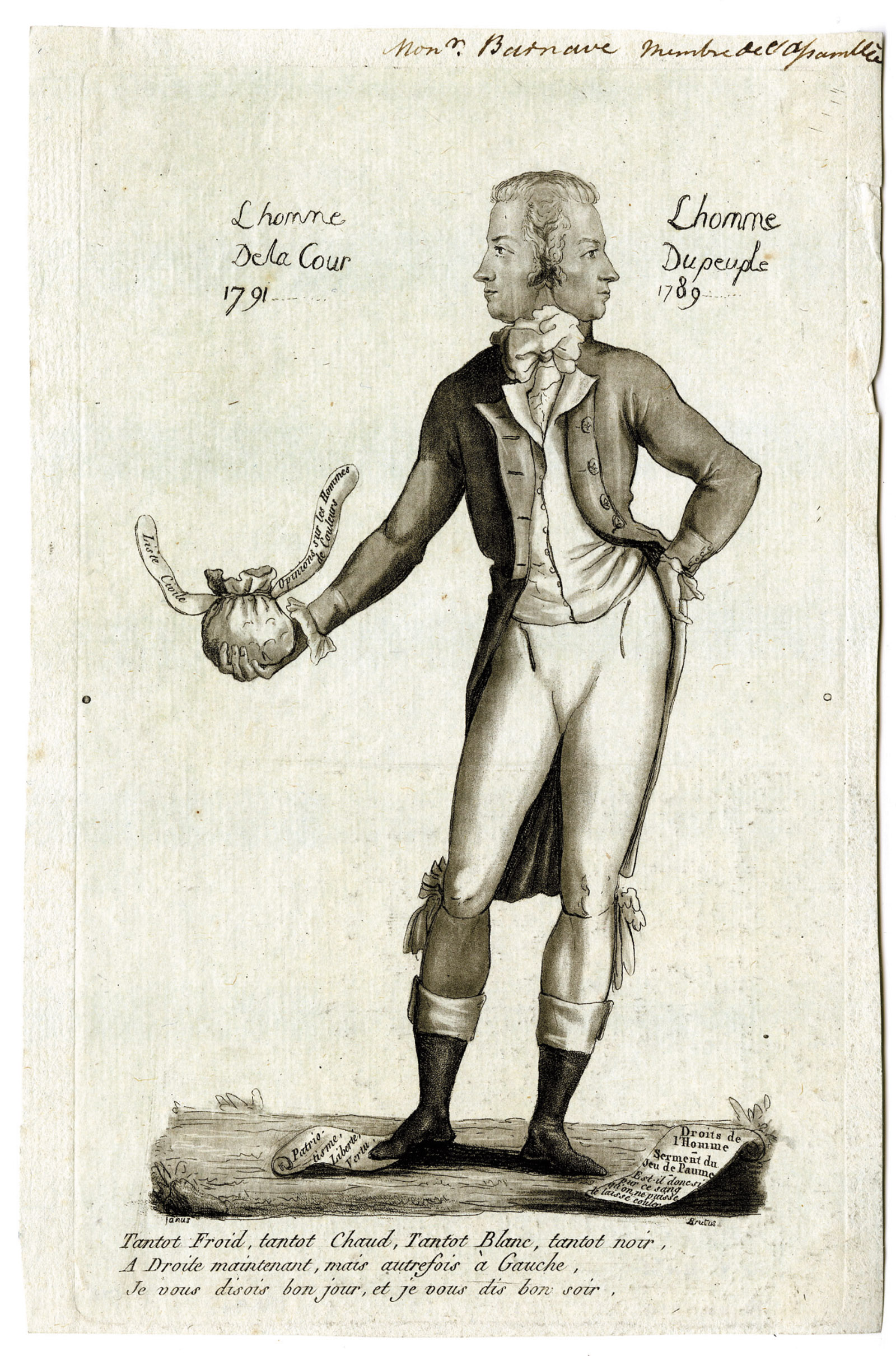 Antoine Barnave as both ‘The man of the people 1789’ and ‘The man of the court 1791’