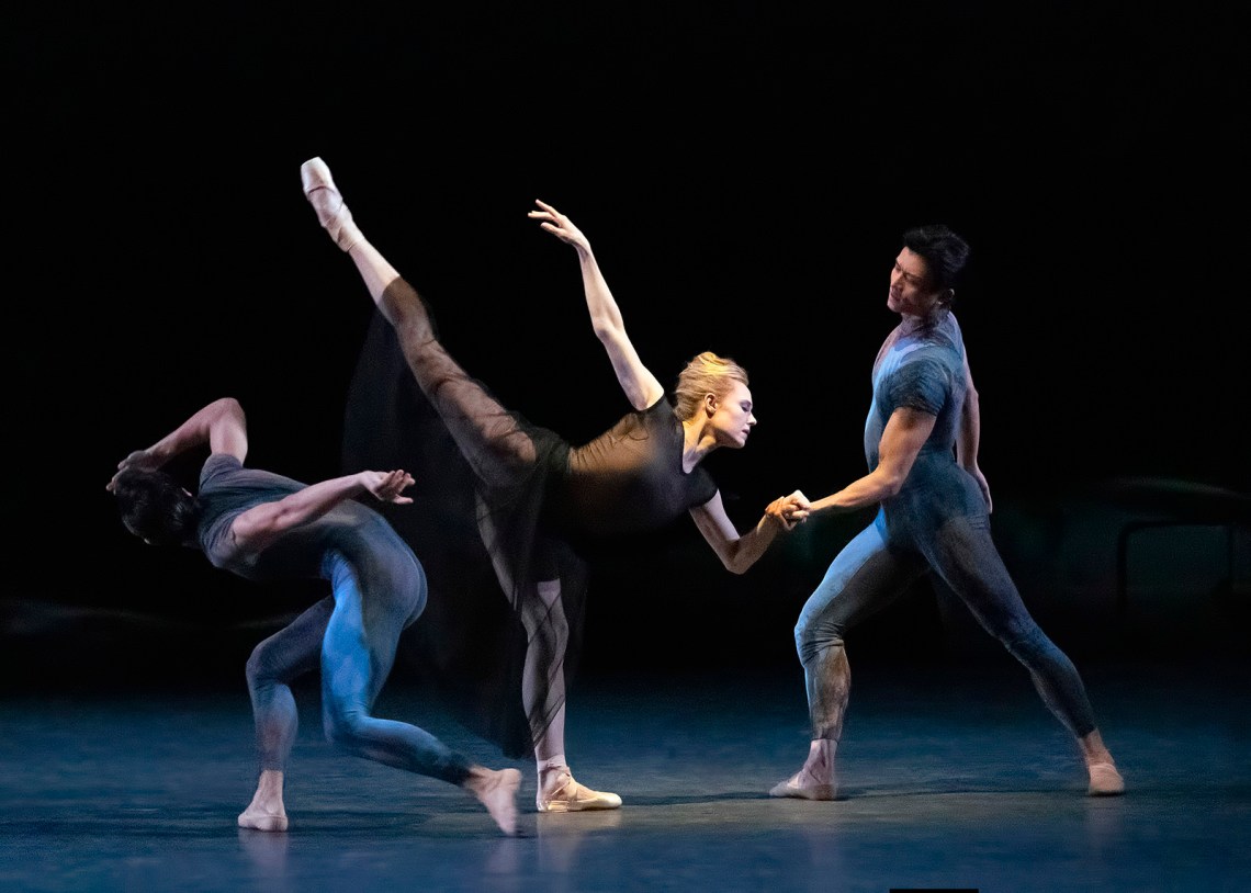 Davide Riccardo, Sara Mearns, and Chun Wai Chan in Alexei Ratmansky’s Solitude