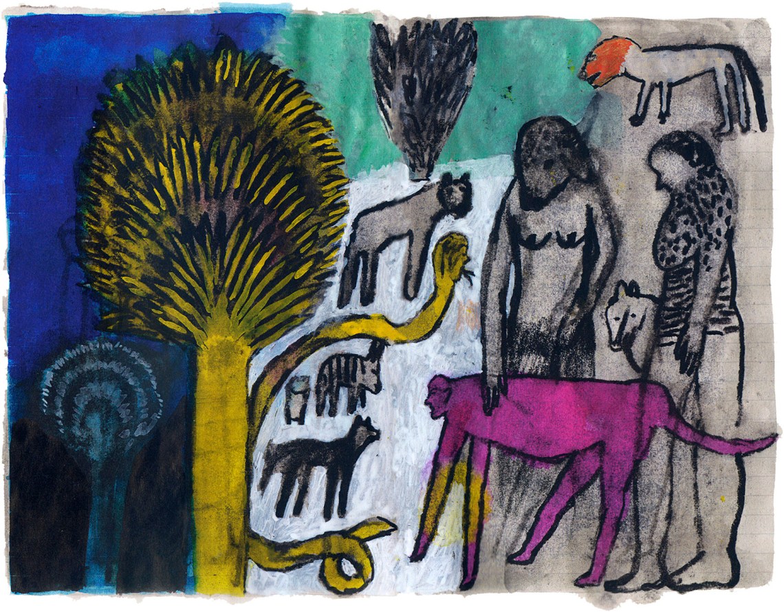 In the garden; painting by Jesús Cisneros